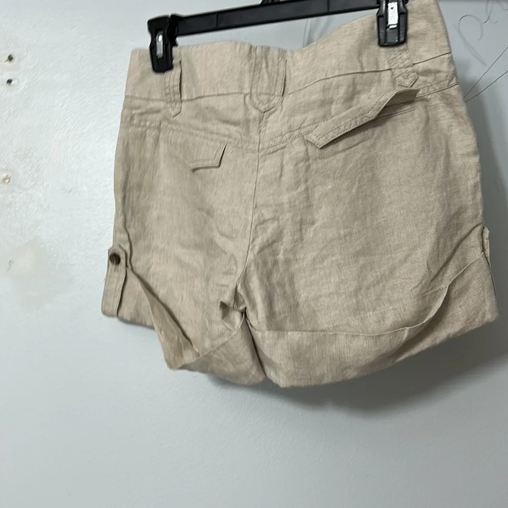 J Crew “City Fit” linen high waisted cuff chino shorts size 4
